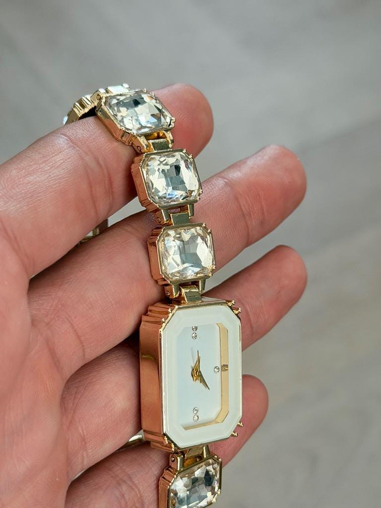Women’s Crystal Bracelet Watch | Gold Jewellery Watch | Elegant Quartz Wrist Watch | Gift for Her