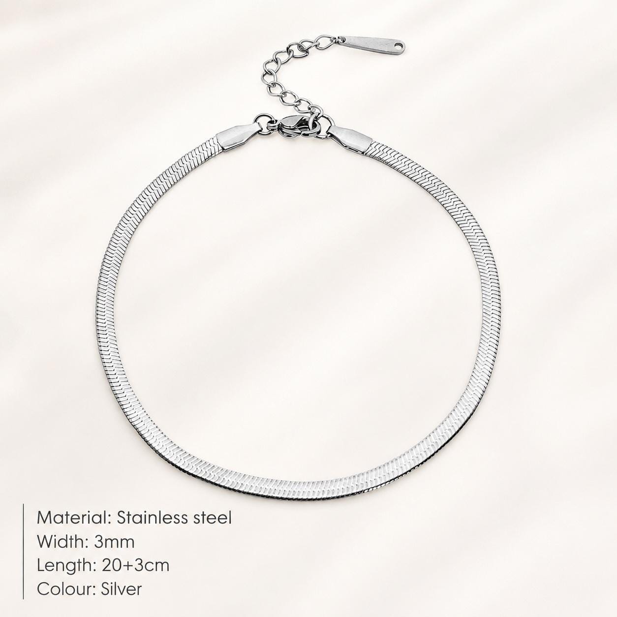 Gold Herringbone Anklet for Women, Snake Chain Ankle Bracelet, Stainless Steel Adjustable Summer Beach Jewellery Gift
