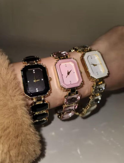Women’s Crystal Bracelet Watch | Gold Jewellery Watch | Elegant Quartz Wrist Watch | Gift for Her