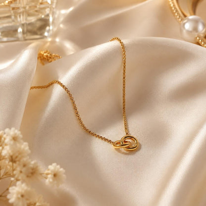 Gold Link Necklace | Interlocking Circle Pendant | Dainty Minimalist Chain | Layering Jewelry Gift for Her