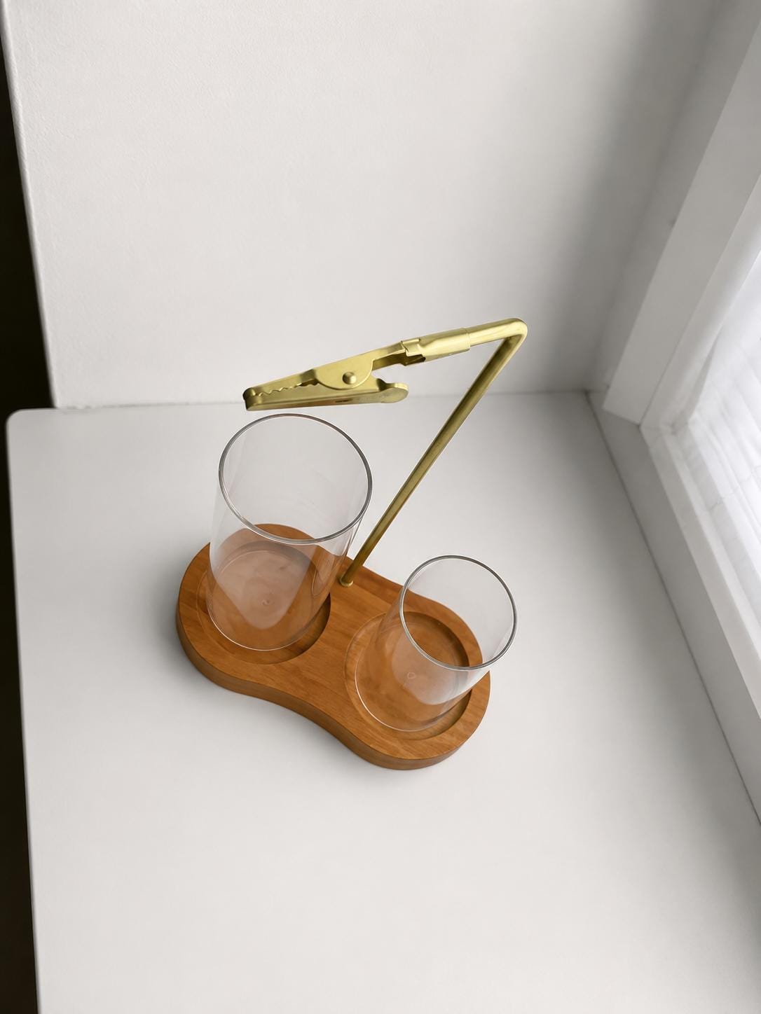Glass Incense Holder Set | Wooden Ash Catcher Stand | Mess Free Zen Incense Burner | Japandi Meditation Spiritual Gift