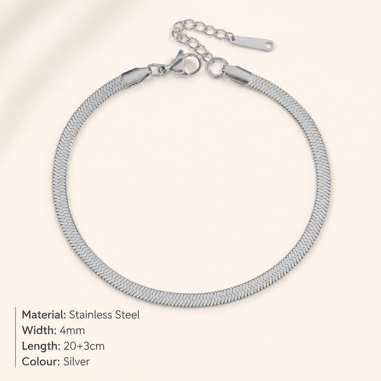 Gold Herringbone Anklet for Women, Snake Chain Ankle Bracelet, Stainless Steel Adjustable Summer Beach Jewellery Gift