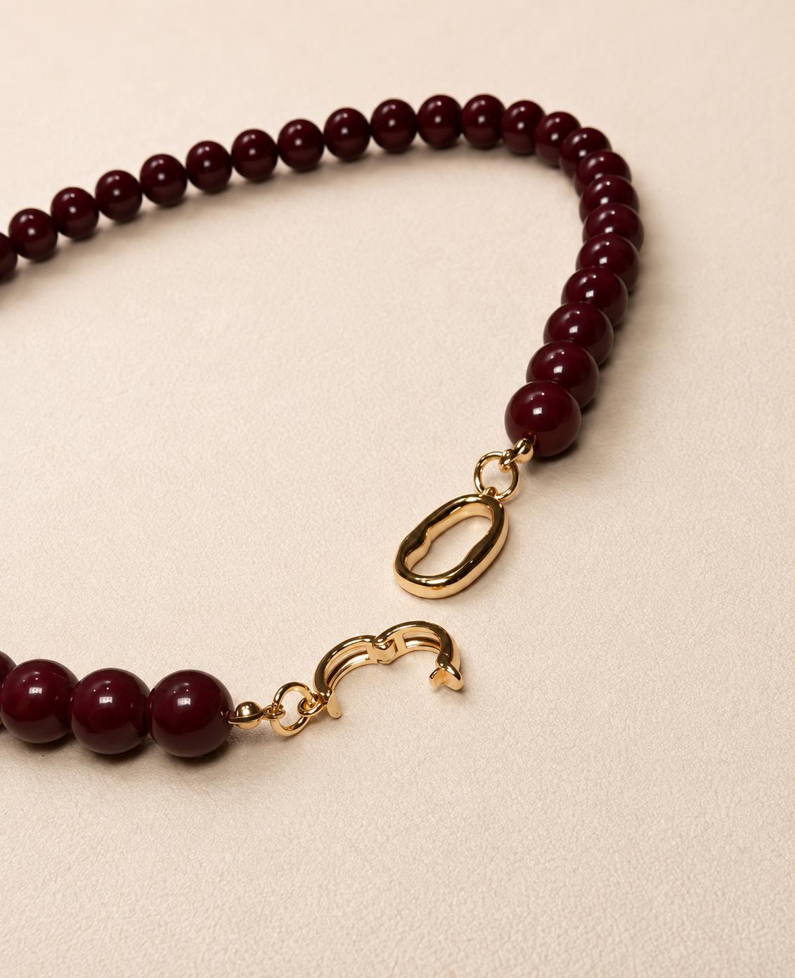 Dark Red Agate Style Choker Necklace for Women, Burgundy Glass Bead Necklace, Gold Toggle Clasp Gift for Her