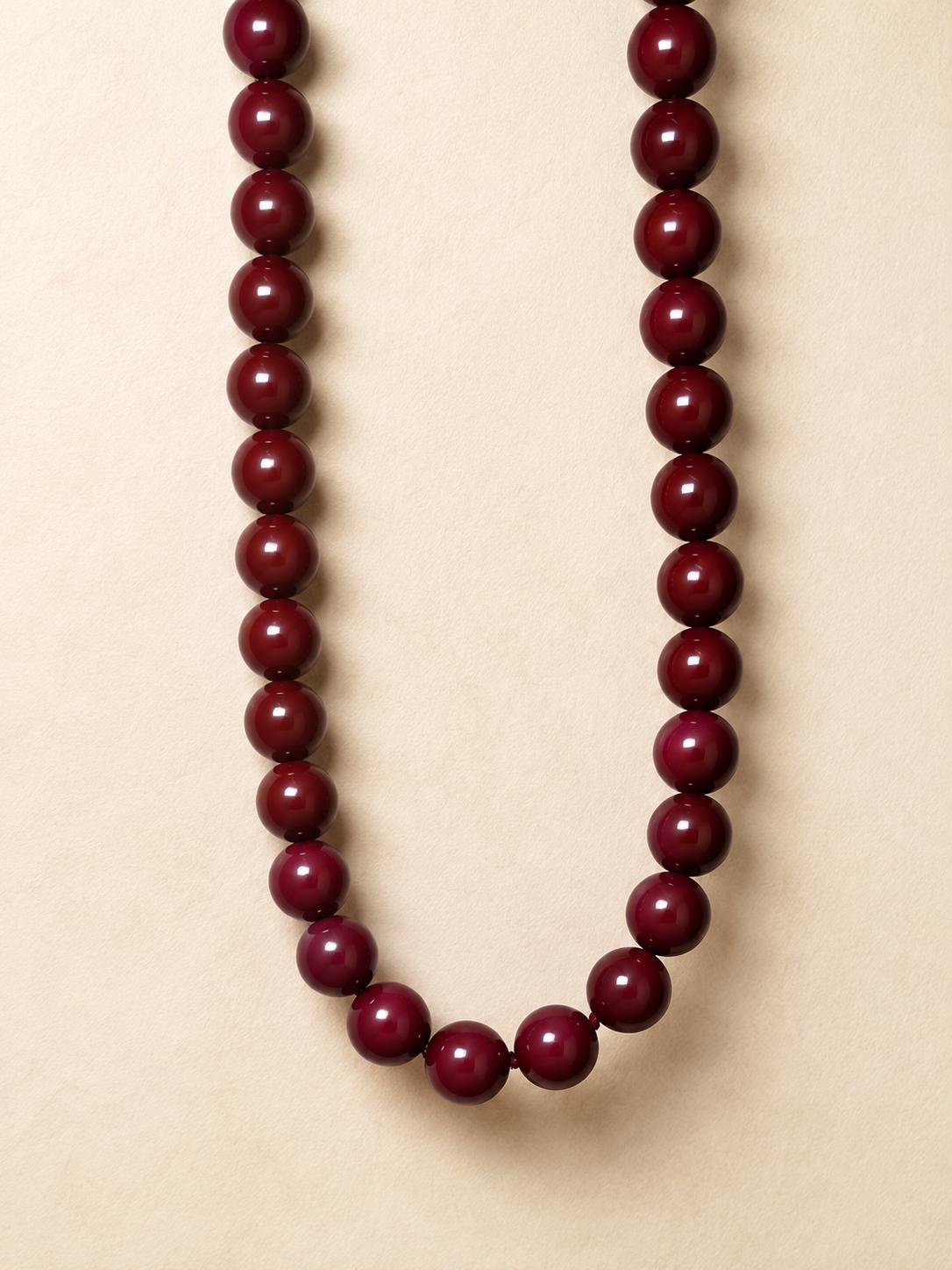 Dark Red Agate Style Choker Necklace for Women, Burgundy Glass Bead Necklace, Gold Toggle Clasp Gift for Her