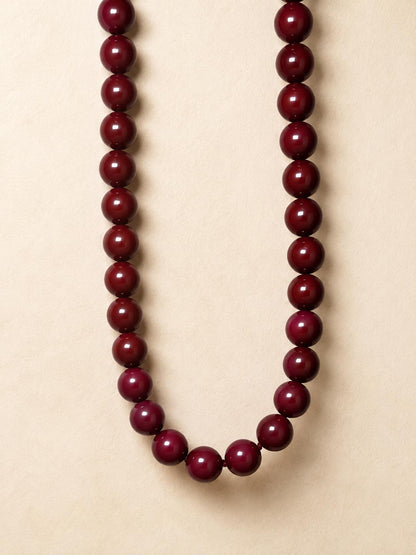 Dark Red Agate Style Choker Necklace for Women, Burgundy Glass Bead Necklace, Gold Toggle Clasp Gift for Her