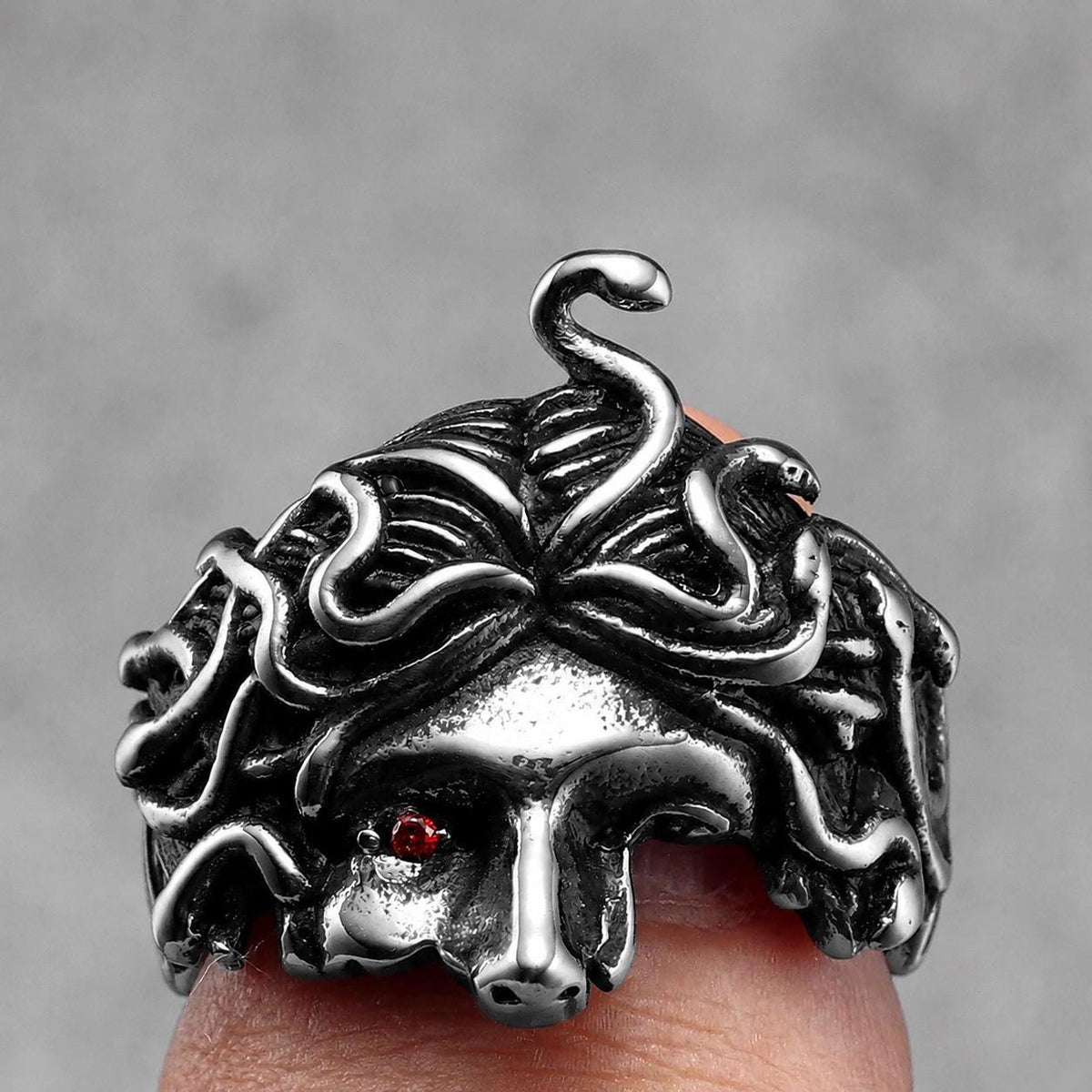 Medusa Head Ring for Women, Greek Mythology Stainless Steel Ring, Gothic Punk Statement Jewellery, Rustic Gold Gift for Her