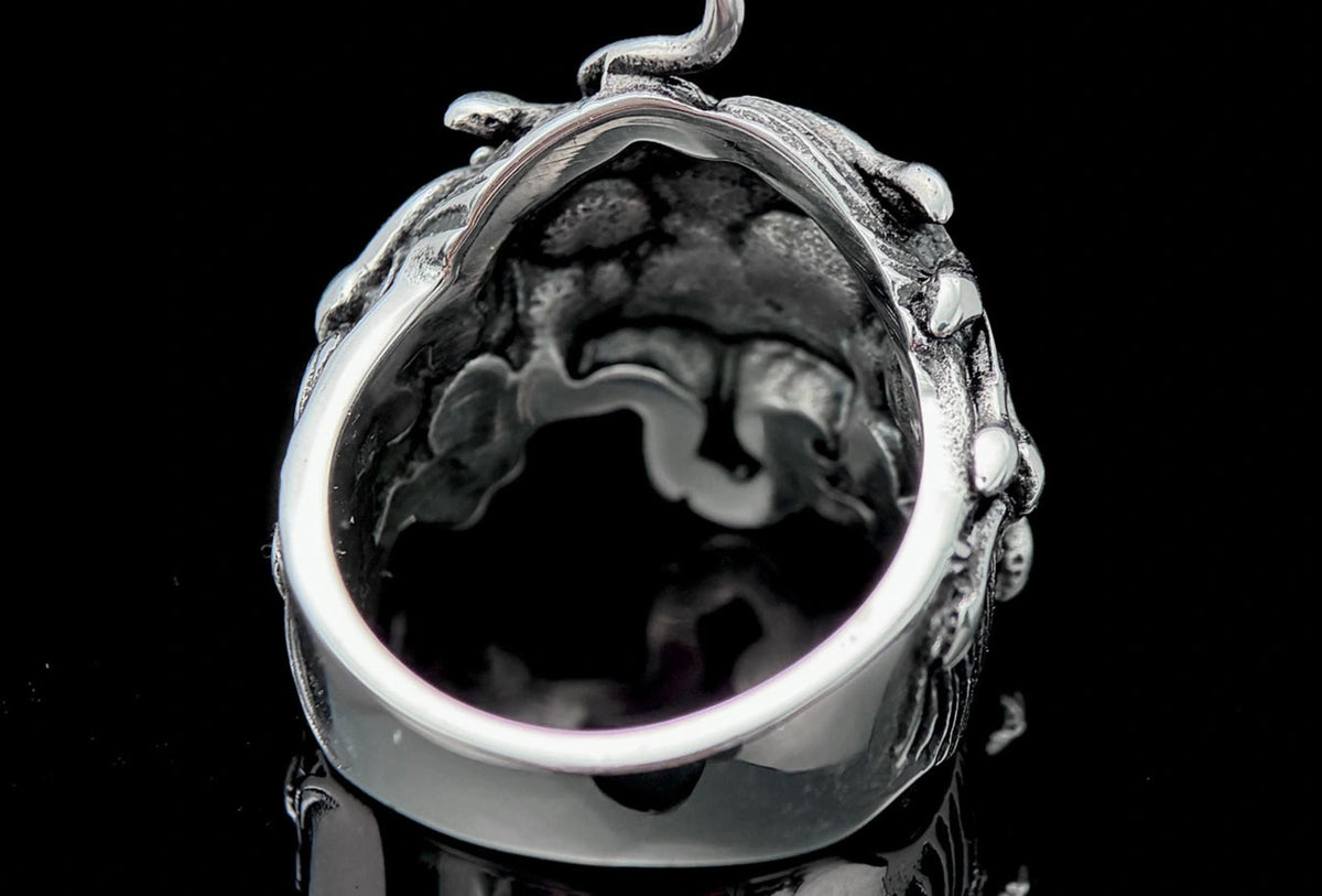 Medusa Head Ring for Women, Greek Mythology Stainless Steel Ring, Gothic Punk Statement Jewellery, Rustic Gold Gift for Her