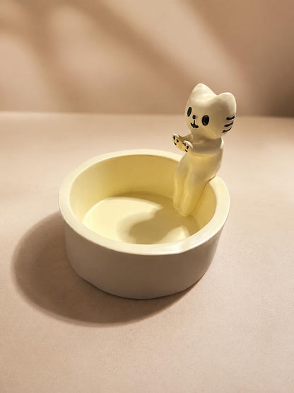 Cat Tealight Candle Holder, Ceramic Kitten Candle Warmer, Cute Cat Home Decor Gift for Cat Lovers