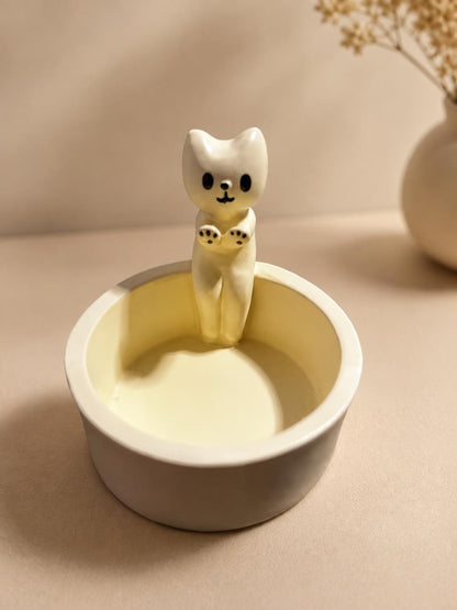 Cat Tealight Candle Holder, Ceramic Kitten Candle Warmer, Cute Cat Home Decor Gift for Cat Lovers