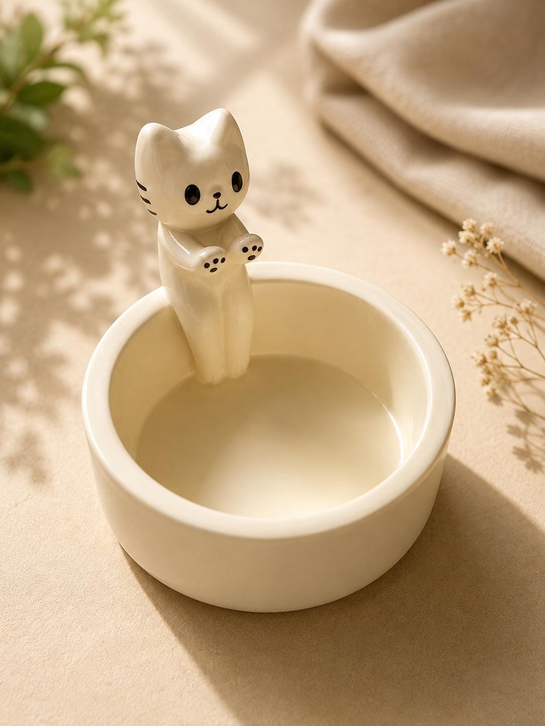 Cat Tealight Candle Holder, Ceramic Kitten Candle Warmer, Cute Cat Home Decor Gift for Cat Lovers
