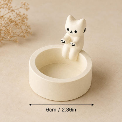Cat Tealight Candle Holder, Ceramic Kitten Candle Warmer, Cute Cat Home Decor Gift for Cat Lovers