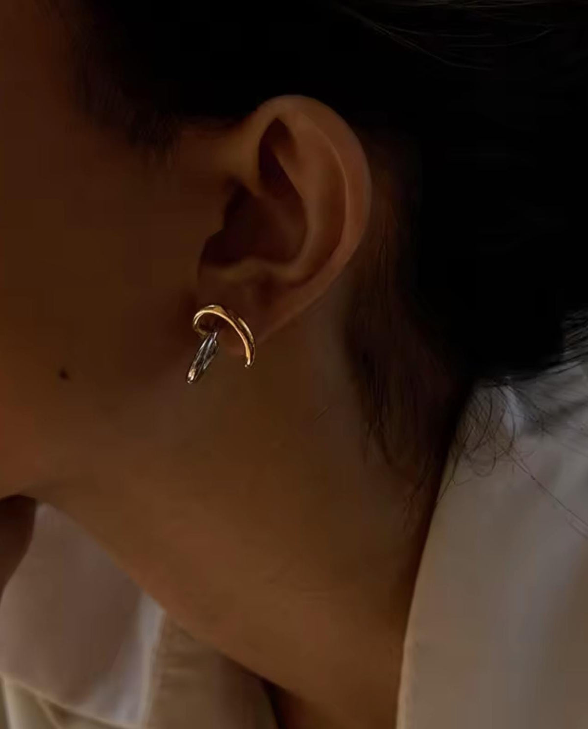Minimalist Stud Earrings, Gold & Silver Stainless Steel Ear Climbers, Waterproof Huggie Style Earrings, Mixed Metal Jewellery
