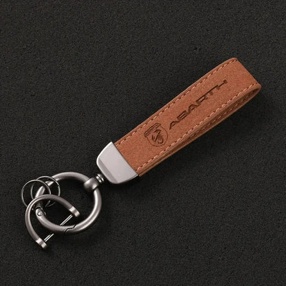 Abarth Keychain Leather Logo Keyring - Fiat 500 595 695 Suede