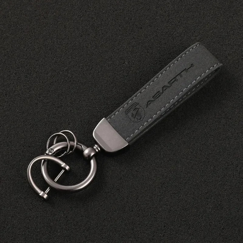 Abarth Keychain Leather Logo Keyring - Fiat 500 595 695 Suede