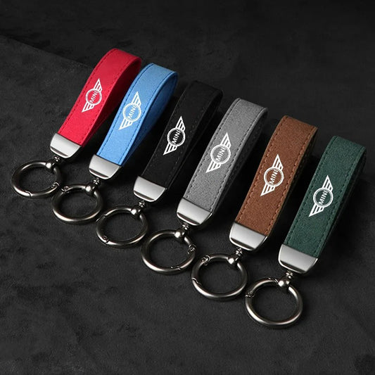 Mini Cooper JCW Keyring | Suede Leather Car Keychain for F54 F55 F56 F57 F60 R50 R52 R53 R55