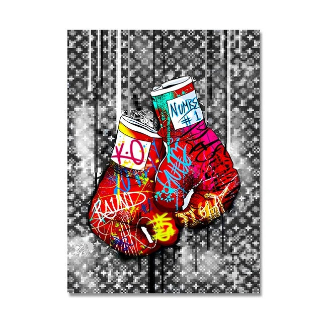 Luxury Pop Art Boxing Gloves Graffiti Canvas Print Poster– Fashion Wall Decor