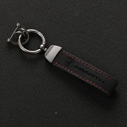 Abarth Keychain Leather Logo Keyring - Fiat 500 595 695 Suede