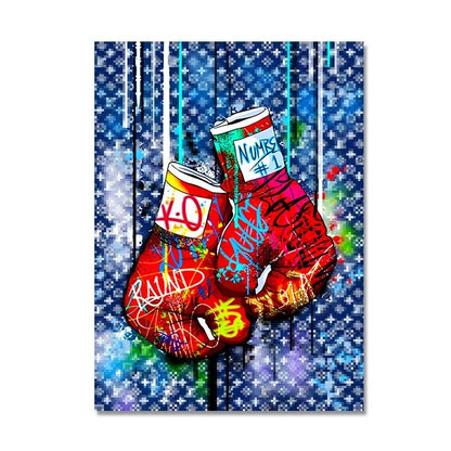 Luxury Pop Art Boxing Gloves Graffiti Canvas Print Poster– Fashion Wall Decor