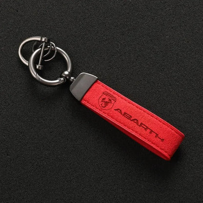 Abarth Keychain Leather Logo Keyring - Fiat 500 595 695 Suede