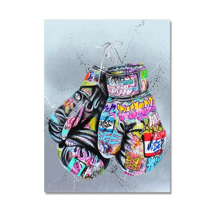 Luxury Pop Art Boxing Gloves Graffiti Canvas Print Poster– Fashion Wall Decor