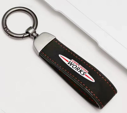 Mini JCW Suede Key Ring Chain John Cooper Works Alcantara Red Stitching Premium