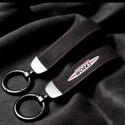 Mini JCW Suede Key Ring Chain John Cooper Works Alcantara Red Stitching Premium